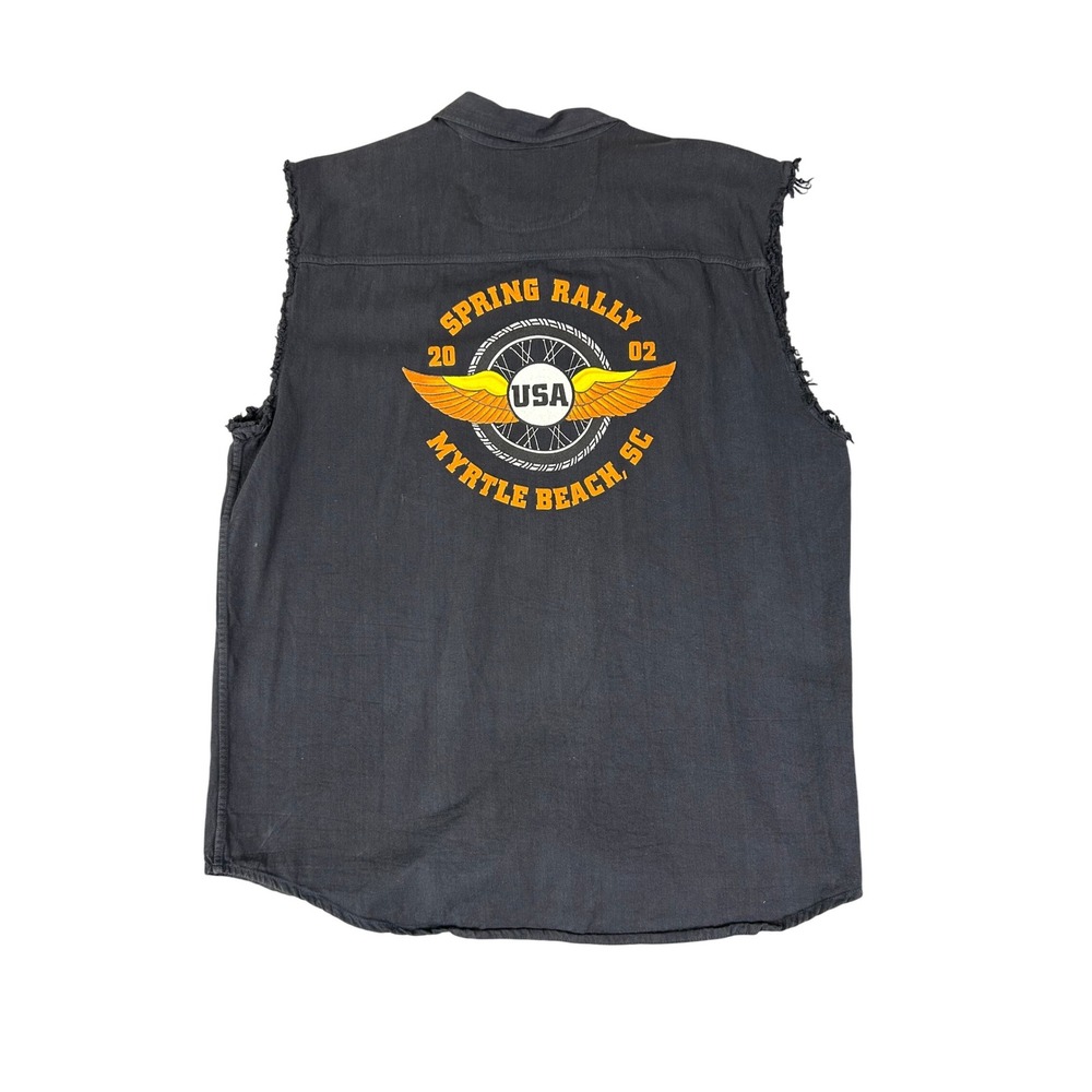 VTG Biker‎ Design XL Vest Spring Rally 2002 Myrtle Beach USA Graphic Sleeveless